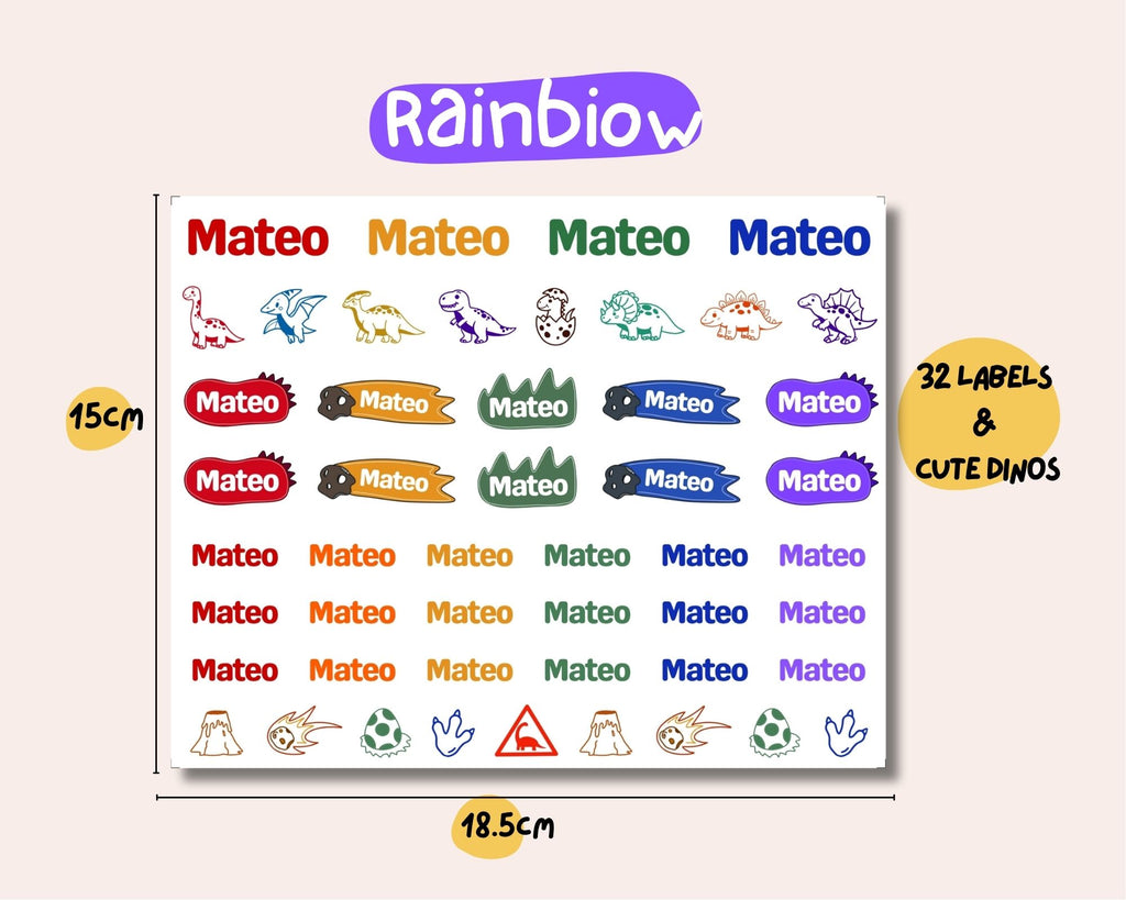 Dino Theme | Name Decals | Waterproof Name Labels