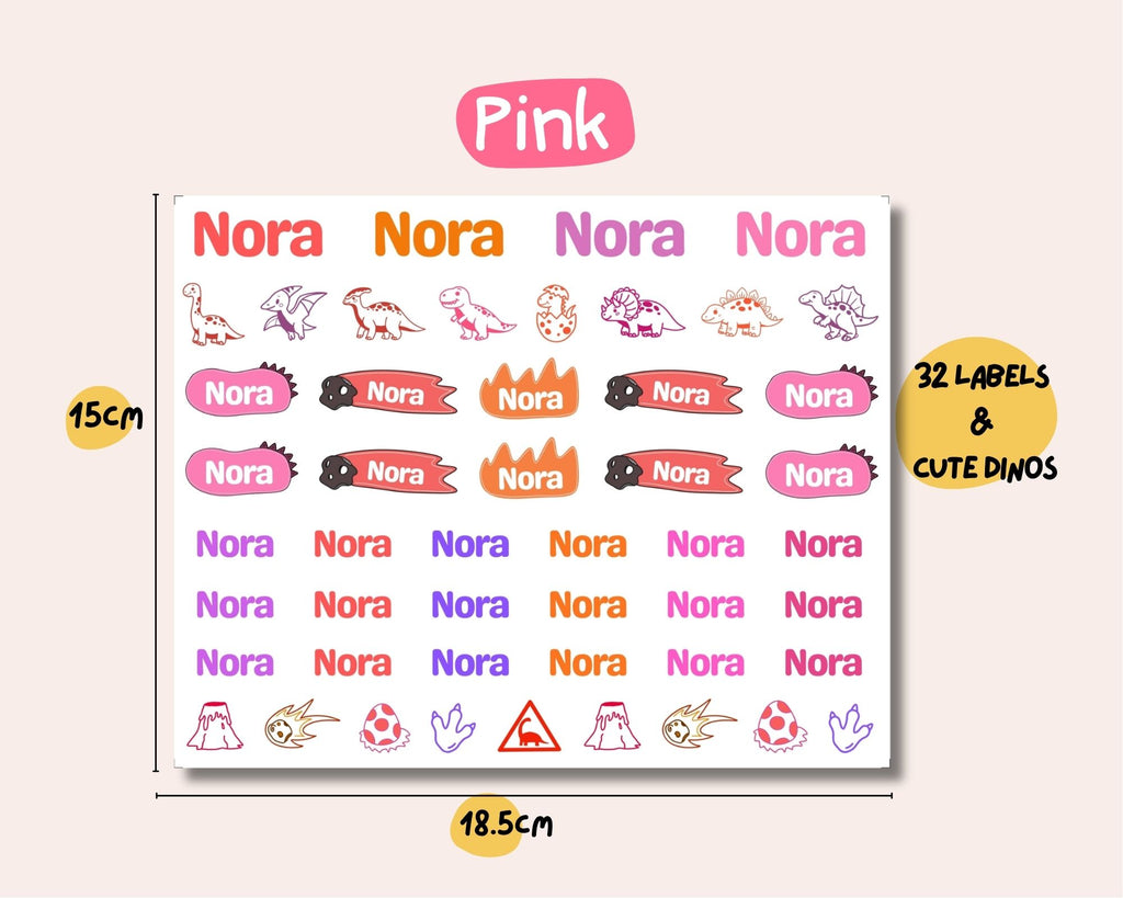 Dino Theme | Name Decals | Waterproof Name Labels