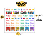 Building Block Theme Name Decal | Custom UV DTF Transfer | Waterproof Daycare Stickers for Toy Bins & Bottles