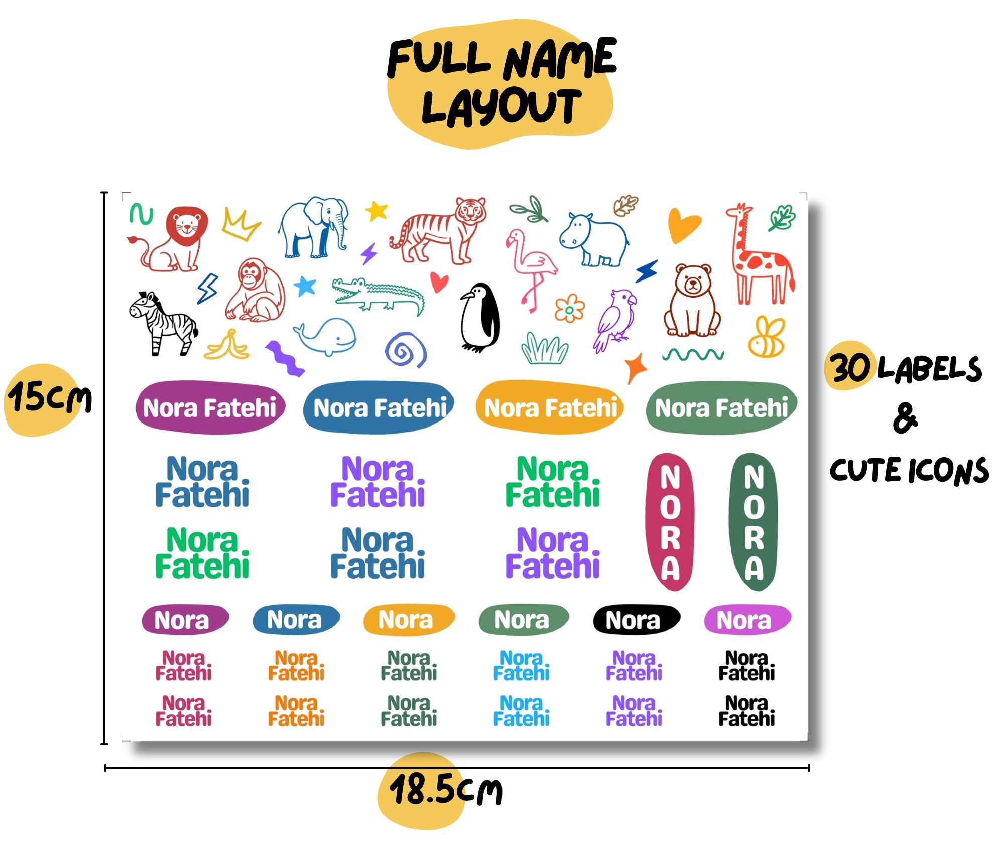 Zoo Theme | Name Decals | Waterproof Name Labels